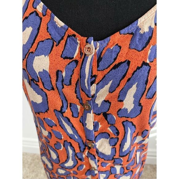 Cabi Womens‎ Purple Orange Sleeveless Button Up Animal Print Tank Blouse Medium - Picture 3 of 6